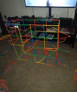 Playlearn LARGE 816 Piece Straws Builders Construction Building Toy – 8 Inch Full Size Straws - Giant Pack with Wheels and Special Connectors 31 713Hw pc5L