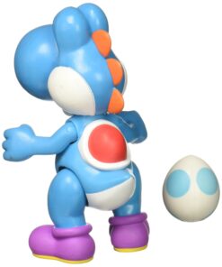 Alternative view of World of Nintendo Light Blue Yoshi with Egg Action Figure, 4"
