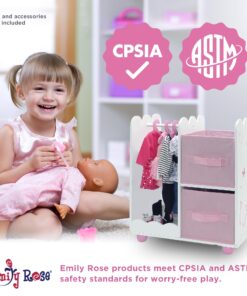Emily Rose Doll Furniture | USA Business | 18 Inch Doll Clothes Closet Accessory - Wooden Doll Accessories Toy Playsets | 5 Free Wooden 18" Doll Hangers and 2 Large Storage Bins - Butterfly 23 713J8TLxGL