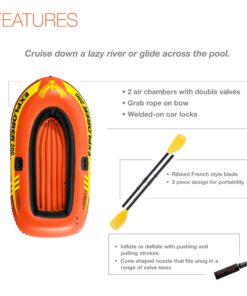 INTEX Explorer Inflatable Boat Series: Dual Air Chambers – Welded Oar Locks – Grab Handles – Bow Rope – Sporty Design Explorer 200 Set 30 713KA2IQseL