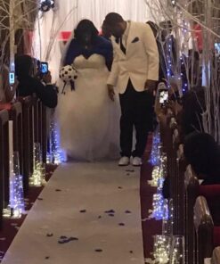 BLUE PANDA 3 x 50 Ft Leaf Imprint White Aisle Runner for Wedding Ceremony, Receptions, Indoor and Outdoor Banquets, Prom Nights 42 713KSNHEXUL