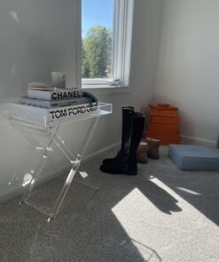 Designstyles Acrylic Folding Tray Table – Modern Chic Accent Desk - Kitchen and Bar Serving Table - Elegant Clear Design 26 713L0etSeLL