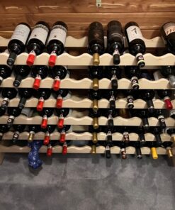 Stackable Modular Wine Rack Wine Storage Rack Holder Display Shelves for Wine Cellar or Basement, Freestanding Wine Rack Thick Wood Wobble-Free (Unfinished, 12 X 6 Rows (72 Slots)) 42 713LwffGUlL