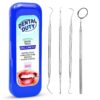 Dental Hygiene Kit - Calculus & Plaque Remover Dental Tool Set - Stainless Steel Tarter Scraper, Tooth Pick, and Mouth Mirror - Dentist Instrument Set for Teeth Cleaning (Blue) Blue 47 713MgYnb4qL