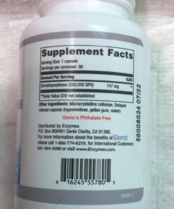iSerra 250,000 SPU Serrapeptase Enzyme - 90 Maximum Strength Capsules - Up to 12x More Potent Than Other Serrapaptase - Delayed Release Technology-High Potency Non-GMO, Gluten Free, Vegan (Pack of 1) 90 Count (Pack of 1) 24 713MooW7LwL