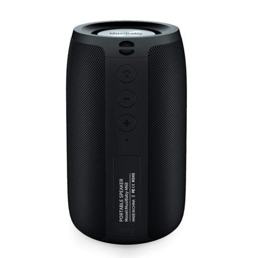 MusiBaby M68 Wireless Bluetooth Speaker, Portable, Waterproof, 1500 Minute Playtime, Dual Pairing, 360 Stereo Sound, Amazing Bass, Black