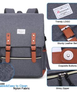Modoker Vintage Laptop Backpack for Women Men,Travel Backpacks with USB Charging Port Fashion Backpack Fits 15.6Inch Notebook, Grey 27 713NdKak1FL