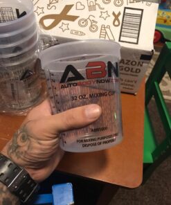 ABN Automotive Paint Mixing Cups - 12 Pack 32oz Plastic Measuring Mixing Cup for Epoxy Resin, Activators, and Thinners 21 713Nl925tnL