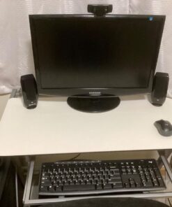 Walker Edison Metal and Glass Work From Home Laptop Computer Gaming Desk with Slide In Keyboard Tray Home Office, 31 Inch, Silver Single Desk Stanford 46 713NzdEzDUL