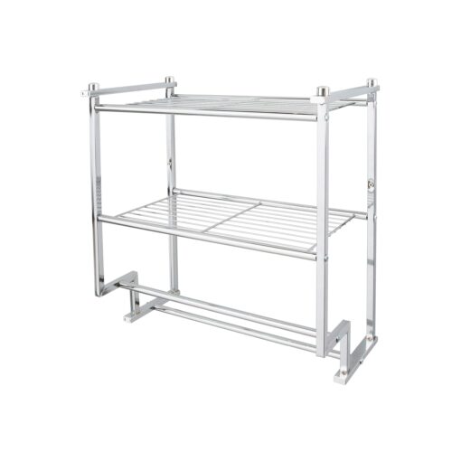 Organize It All Chrome 2 Tier Wall Mounting Bathroom Rack with Towel Bars, Metallic (16988W)