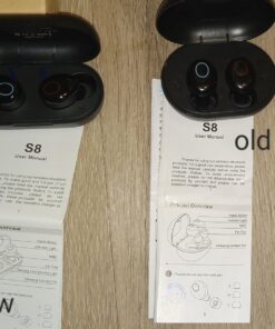 kurdene Bluetooth Wireless Earbuds, S8 Deep Bass Sound 38H Playtime IPX8 Waterproof Earphones Call Clear with Microphone in-Ear Bluetooth Headphones Comfortable for iPhone, Android Small Black 28 713QtyaM29L