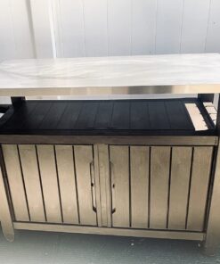 Keter Unity XL Outdoor Kitchen Island Rolling Cart Bar Table & Storage Cabinet, Grill Station with Utensil Hooks for Grilling Accessories, Brown Table and Cabinet 50 713RS3fPhzL 1