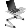 Executive Office Solutions Portable Adjustable Aluminum Laptop Desk/Stand/Table Vented w/CPU Fans Mouse Pad Side Mount-Notebook-MacBook-Light Weight Ergonomic TV Bed Lap Tray Stand Up/Sitting-Silver Silver 23 713SWiJQcL
