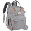 RUVALINO Diaper Bag Backpack, Multifunction Travel Back Pack Maternity Baby Changing Bags, Large Capacity, Waterproof and Stylish, Gray 17 713TEYCVWsL