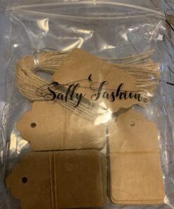 SallyFashion 100pcs Kraft Paper Gift Tags with String, Blank Gift Bags Tags Price Tags(Brown) 100pcs Brown 34 713TZODu1sL