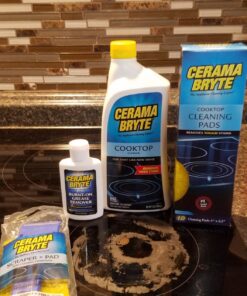 Cerama Bryte Best Value Kit: Ceramic Cooktop Cleaner 28oz, Scraper, 10 Pads, Burnt-on Grease Remover 2oz, 4 Piece Set 32 713ThkAsABL