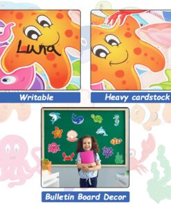 48 Pcs Fish Cut-Outs Paper Colorful Classroom Decoration Ocean Sea Animal Cutouts Accents Fish Accents Cutouts with Adhesive Point Dots for Bulletin Board School 5.9 x 5.9 Inch 10 713UwG AHdL