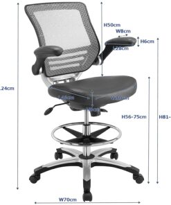 Modway EEI-211 Edge Drafting Chair - Reception Desk Chair - Flip-Up Arm Drafting Chair in Gray Grey 19 713V4yYdncL
