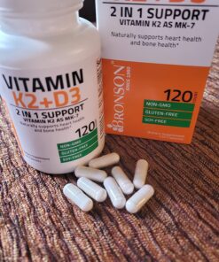 Bronson Vitamin K2 (MK7) with D3 Supplement Non-GMO Formula 5000 IU Vitamin D3 & 90 mcg Vitamin K2 MK-7 Easy to Swallow Vitamin D & K Complex, 120 Capsules 120 Count (Pack of 1) 39 713VHJ0gxML 2