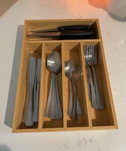 Utopia Kitchen Bamboo Silverware Organizer for Drawer Kitchen Utensil Organizer, Kitchen Drawer Organizer for Large Utensils, Cutlery Drawer Organizer, Silverware Holder, Flatware Organizer Tray 5 Compartments Natural 28 713VlaMbqLL