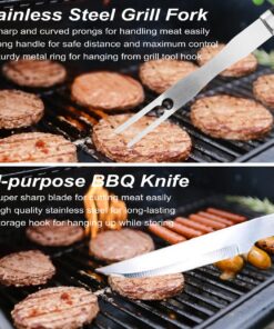 POLIGO 22PCS Heavy Duty BBQ Grill Accessories Set, Non-Slip Grill Tools for Outdoor Grill Set Thicker Stainless Steel Grill Utensils Set, Deluxe Grilling Set with Aluminum Case Ideal Gifts for Men Dad Black - 22PCS BBQ Set 20 713W1Ga4xhL