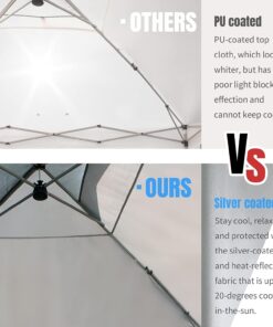 Crown Shades 10x10 Pop up Canopy Outside Canopy, Patented One Push Tent Canopy with Wheeled Carry Bag, Bonus 8 Stakes and 4 Ropes, Blue 46 713Wm4cc JL