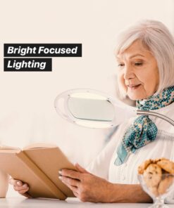 Brightech LightView Pro Magnifying Floor Lamp - Hands Free Magnifier with Bright LED Light for Reading - Work Light with Flexible Gooseneck - Standing Mag Lamp 3 Diopter (1.75x) 23 713XXPpaRgL