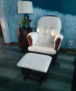 Storkcraft Premium Hoop Glider and Ottoman (Cherry Base, Beige Cushion) – Padded Cushions with Storage Pocket, Smooth Rocking Motion, Easy to Assemble, Solid Hardwood Base Ch/Beige <M21> 31 713XnuTzIDL