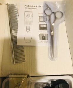 Maxshop Dog Grooming Kit, Low Noise Rechargeable Dogs Shaver Clippers Electric Quiet Dog Hair Trimmer for Dogs and Cats with Comb Guides Scissors Nail Kits (Gold Black) Gold Black 50 713XxECfoYL