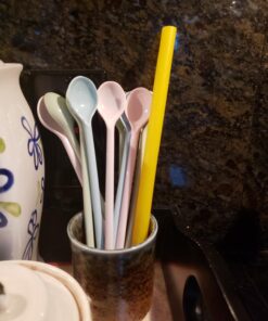 Gohh Long Handle Spoons 7.2 Inch: Latte Machiatto, Tall Iced Tea, Ice Cream Sundae, Coffee, Tea, Cocktail or Hot Chocolat Stirring Longdrink Spoons, Set of 6 Green, Blue, Pink 31 713ZjPmwtzL