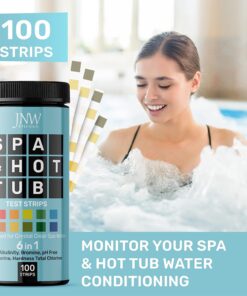 Hot Tub and Pool Test Strips - 6in1 Quick & Accurate Hot Tub, Spa, Pool Test Strips - 100 Water Test Strips, Water Test Kit with E-Book - Test Chlorine, Bromine, pH, Hardness, Alkalinity - JNW Direct 11 713aiqm54oL
