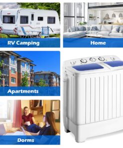 Alternative view of Giantex Portable Mini Compact Twin Tub Washing Machine 20lbs Washer Spain Spinner Portable Washing Machine, Blue+ White