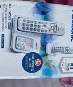 Panasonic DECT 6.0 Expandable Cordless Phone with Answering Machine and Smart Call Block - 2 Cordless Handsets - KX-TGD532W (White/Silver) White/Silver 2 Handsets Talking Caller ID + Answering Machine 36 713du7humL