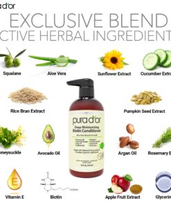 PURA D'OR Deep Moisturizing Biotin Conditioner (16oz) Thickens, Softens, & Moisturizes Dry, Frizzy, Damaged Hair w/Argan Oil, Pumpkin, Rosemary, Honeysuckle, Vitamin E, Men Women (Packaging may vary) 16 Fl Oz (Pack of 1) 23 713eI48HqlL