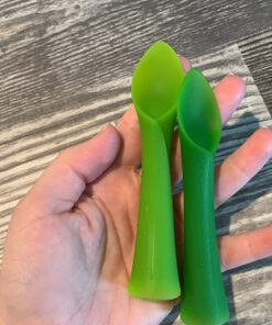 Olababy 100% Silicone Soft-Tip Training Spoon for Baby Led Weaning 2pack Training Spoon Set Lime / Kale 30 713fXPhUoHL