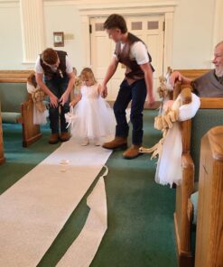 BLUE PANDA 3 x 50 Ft Leaf Imprint White Aisle Runner for Wedding Ceremony, Receptions, Indoor and Outdoor Banquets, Prom Nights 32 713fl08ZInL