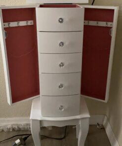 Powell Furniture Jewelry Armoire, White, 13"x 9.375"x 35.5" 39 713hAPZ nhL
