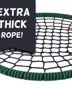 Royal Oak Giant 40 Inches Spider Web Tree Swing, 600 lb Weight Capacity, Durable Steel Frame, Waterproof, Adjustable Ropes, Flag Set and 2 Carabiners, Non-Stop Fun for Kids! Green 17 713hKQdlw0L