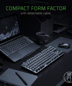 Razer BlackWidow Lite TKL Tenkeyless Mechanical Keyboard : Orange Key Switches - Tactile & Silent - White Individual Key Lighting - Compact Design - Detachable Cable - Classic Black Orange Switches - Tactile & Silent 33 713iU29XjML