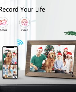 Canupdog 10.1 WiFi Digital Picture Frame, IPS Touch Screen Smart Cloud Digital Photo Frame with 16GB Storage, Wall Mountable, Auto-Rotate, Motion Sensor, Share Photos via Frameo App 10.1 inch Wooden 22 713iVBL6DXL