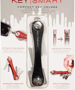 KeySmart Key Holder for Keychain Key Ring - Compact Key Organizer Key Chain Key Case, Minimalist Pocket-Sized EDC Keychain, Loop Piece for Car Fobs, Expandable (up to 14 Keys, Black) 31 713jX7RfSL 1