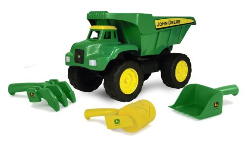 TOMY John Deere 15" Big Scoop Dump Truck with Sand Tools, Brown/a Retail Packaging