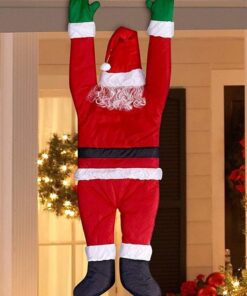 Alternative view of Gemmy Santa Hanging From Gutter Christmas Decoration Red 1 pk Polyester