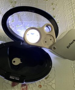 EnTeck 30X 60X Dual Lens LED Illuminated Jewelry Magnifier, Pocket Microscope Magnifying Jewelers Eye Loupe Glasses White 1 Pack 16 713kc03TaEL