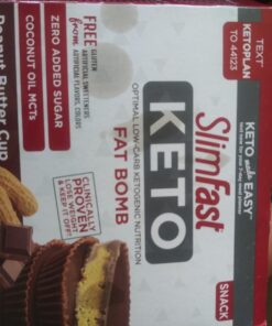 SlimFast Low Carb Chocolate Snacks, Keto Friendly for Weight Loss with 0g Added Sugar & 3g Fiber, Peanut Butter Chocolate, 14 Count Box (Packaging May Vary) Peanut Butter Snack Cup 39 713knztg7XL