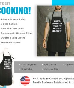 Funny Guy Mugs Your Opinion Wasn't In The Recipe Adjustable Apron with Pockets - Funny Apron for Men and Women - Perfect For Kitchen BBQ Grilling Barbecue Cooking Baking Crafting Gardening Your Opinion Wasn't in the Recipe Apron 10 713lD83JwhL