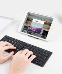 Samsers Foldable Bluetooth Keyboard - Portable Wireless Keyboard with Stand Holder, Rechargeable Full Size Ultra Slim Keyboard Compatible IOS Android Windows Smartphone Tablet and Laptop-Black Black 33 713lPwtakJL