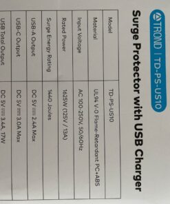 TROND Power Strip Surge Protector - Flat Plug Extension Cord, 8 Widely-Spaced Outlets, 4 USB Charger(1 USB C Port), 5FT Ultra Thin Cord, 1440J, Flat Wall Plug, Desk Charging Station for Travel, Black 5 FT-1 USB C 58 713leOEmr0L