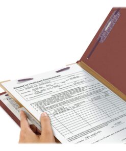 Smead Pressboard Classification File Folder with SafeSHIELD Fasteners, 1 Divider, 2" Expansion, Letter Size, Red, 10 per Box (13775) 7 713llGC0tL