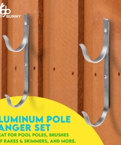 Alternative view of Gray Bunny Pool Pole Hanger, 2 Piece Nickel Gray Premium Aluminum Swimming Pool Accessories Hook Set, for Telescopic Poles, Skimmers, Leaf Rakes, Nets, Brushes, Vacuum Hose, Garden Tools 1 Pack (2 Hooks)